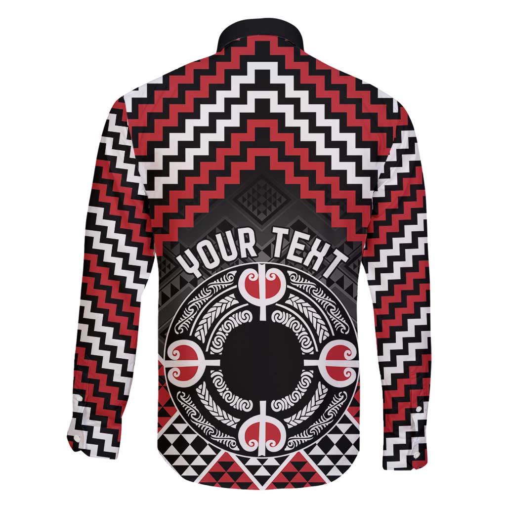 Personalised Aotearoa Niho Taniwha Motif Family Matching Mermaid Dress and Hawaiian Shirt Red Style