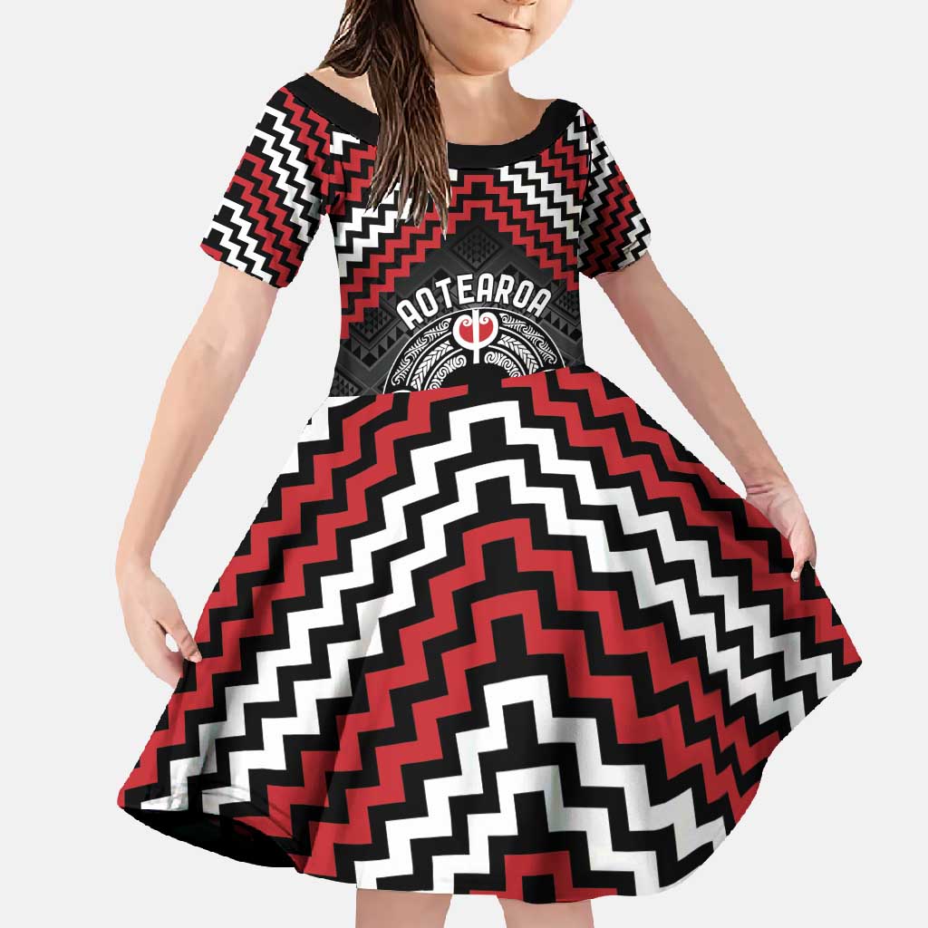 Personalised Aotearoa Niho Taniwha Motif Family Matching Tank Maxi Dress and Hawaiian Shirt Red Style