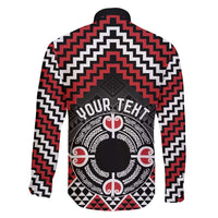 Personalised Aotearoa Niho Taniwha Motif Family Matching Tank Maxi Dress and Hawaiian Shirt Red Style