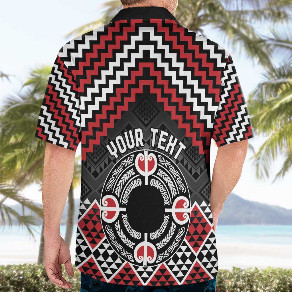 Personalised Aotearoa Niho Taniwha Motif Hawaiian Shirt Red Style