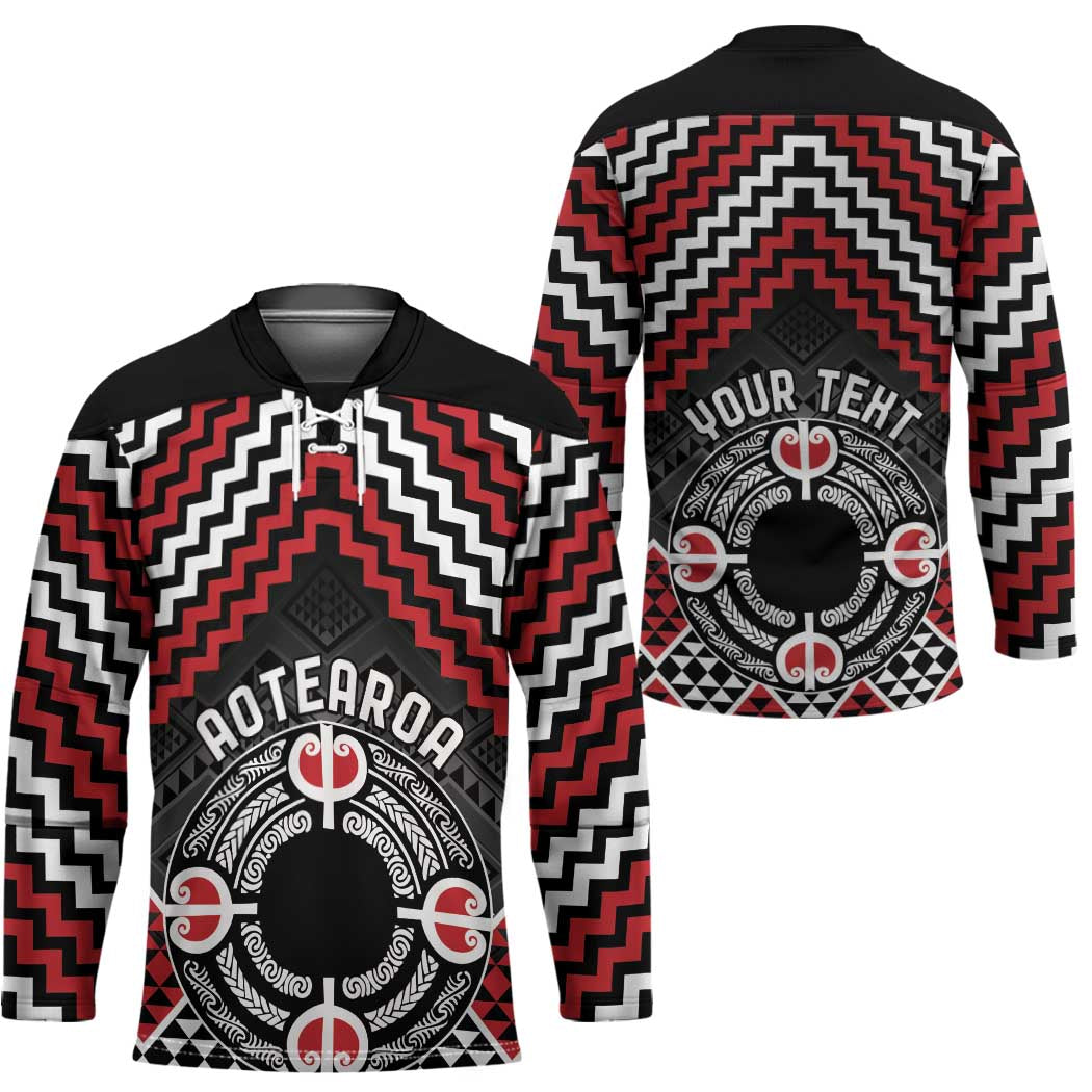 Personalised Aotearoa Niho Taniwha Motif Hockey Jersey Red Style - Polynesian Pride