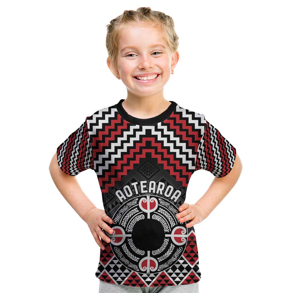 Personalised Aotearoa Niho Taniwha Motif Kid T Shirt Red Style LT9 Red - Polynesian Pride