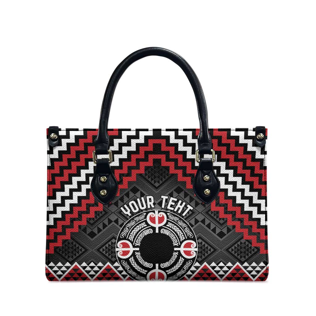 Personalised Aotearoa Niho Taniwha Motif Leather Bag Red Style - Polynesian Pride