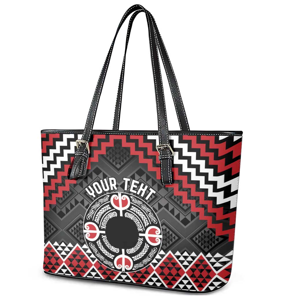 Personalised Aotearoa Niho Taniwha Motif Leather Tote Bag Red Style