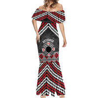 Personalised Aotearoa Niho Taniwha Motif Mermaid Dress Red Style