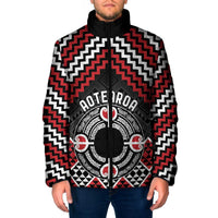 Personalised Aotearoa Niho Taniwha Motif Padded Jacket Red Style - Polynesian Pride