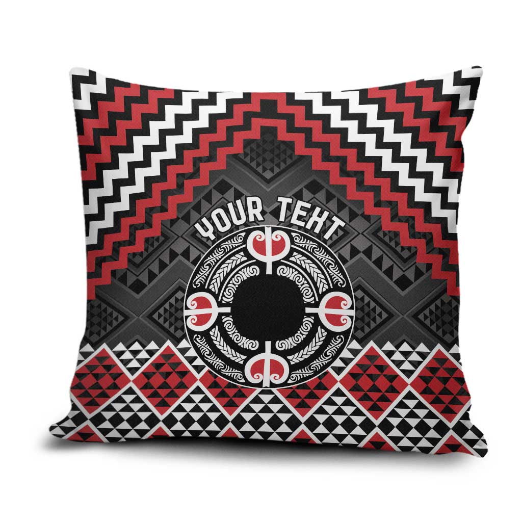 Personalised Aotearoa Niho Taniwha Motif Pillow Cover Red Style - Polynesian Pride