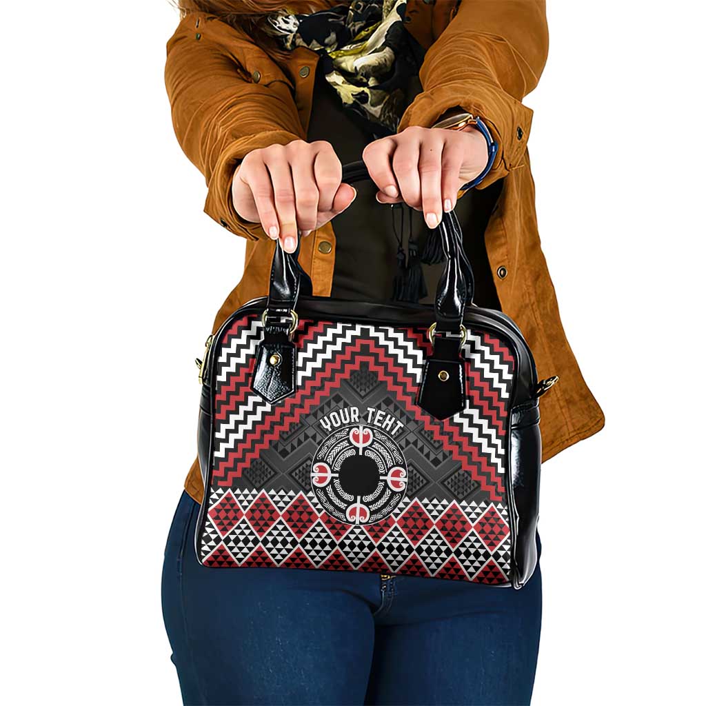 Personalised Aotearoa Niho Taniwha Motif Shoulder Handbag Red Style