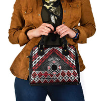 Personalised Aotearoa Niho Taniwha Motif Shoulder Handbag Red Style