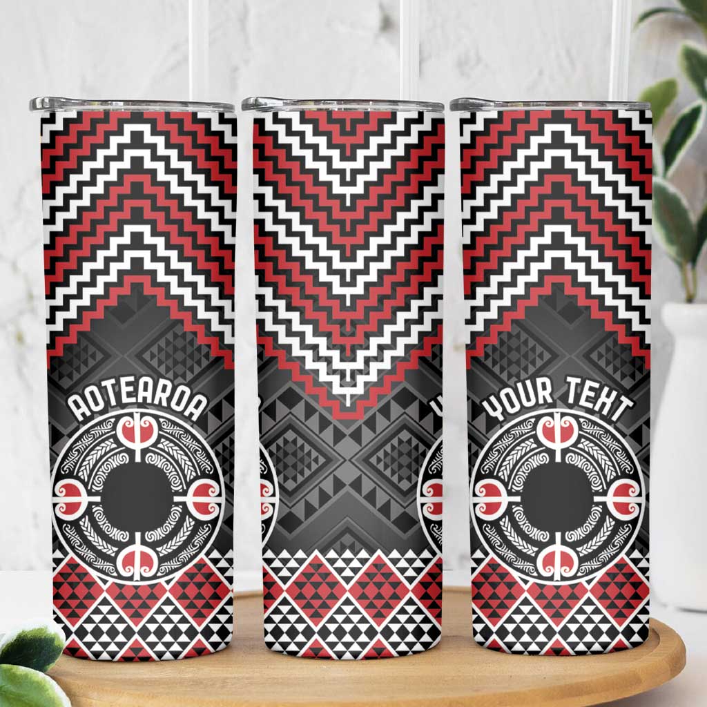 Personalised Aotearoa Niho Taniwha Motif Skinny Tumbler Red Style