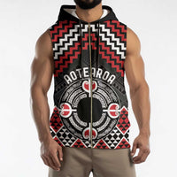 Personalised Aotearoa Niho Taniwha Motif Sleeveless Zip Hoodie Red Style - Polynesian Pride