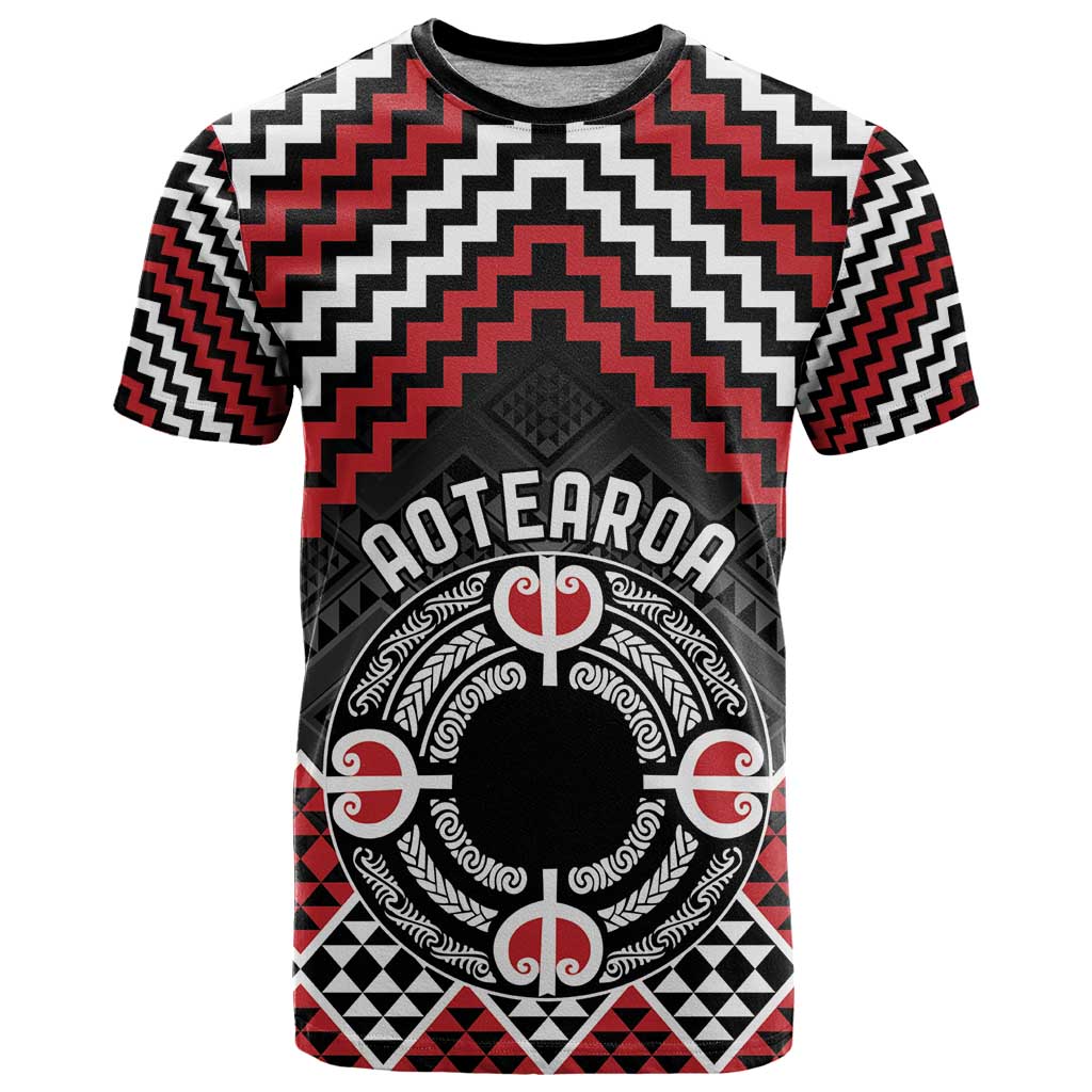 Personalised Aotearoa Niho Taniwha Motif T Shirt Red Style LT9 Red - Polynesian Pride