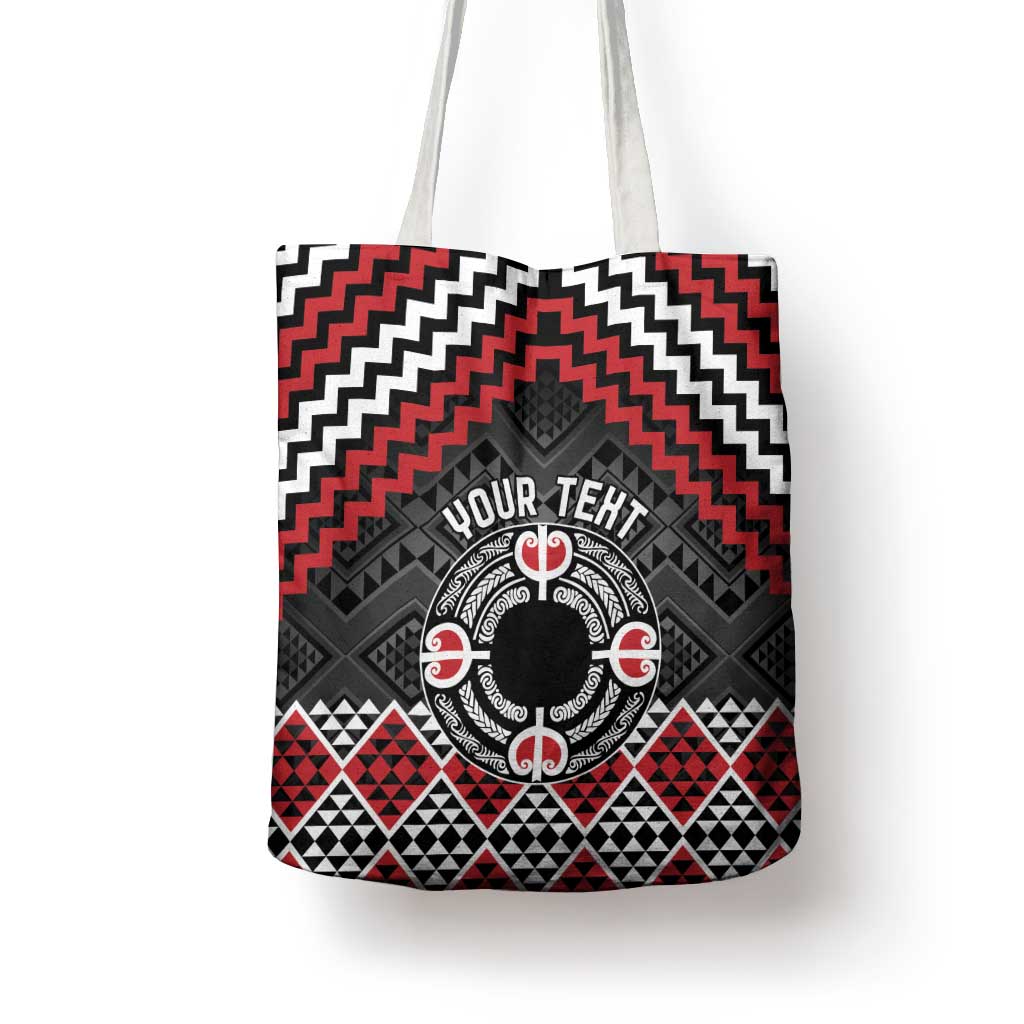 Personalised Aotearoa Niho Taniwha Motif Tote Bag Red Style - Polynesian Pride
