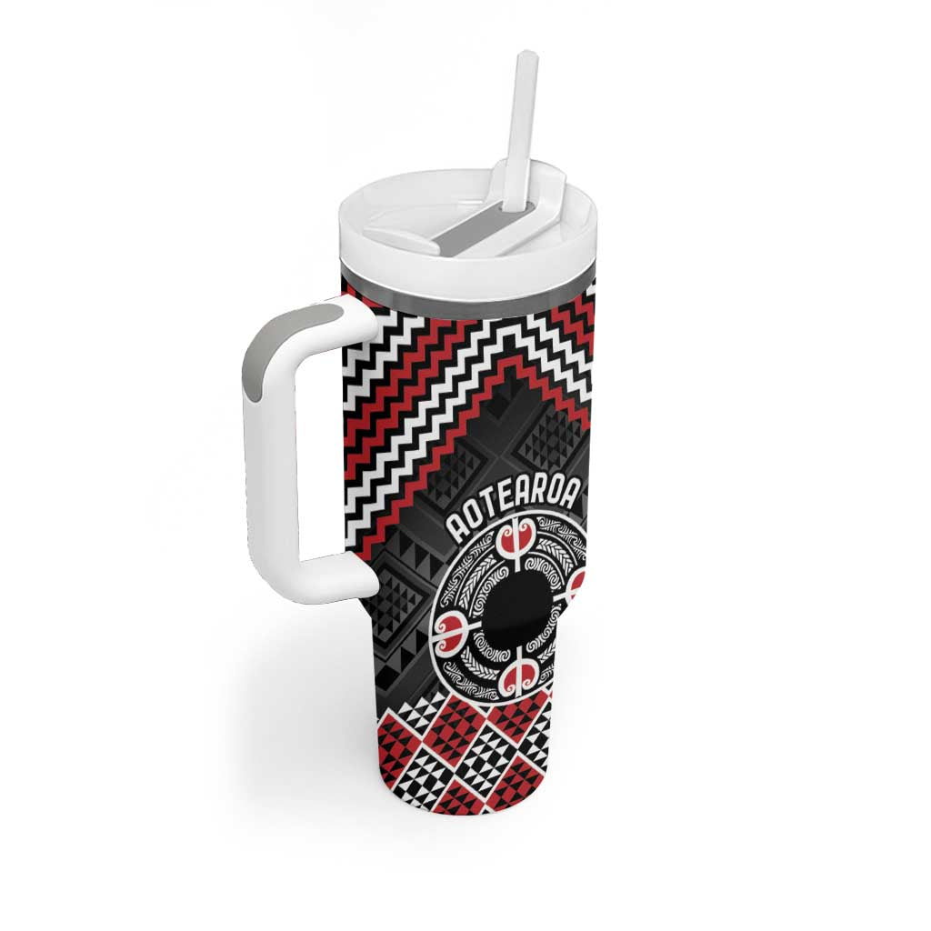 Personalised Aotearoa Niho Taniwha Motif Tumbler With Handle Red Style