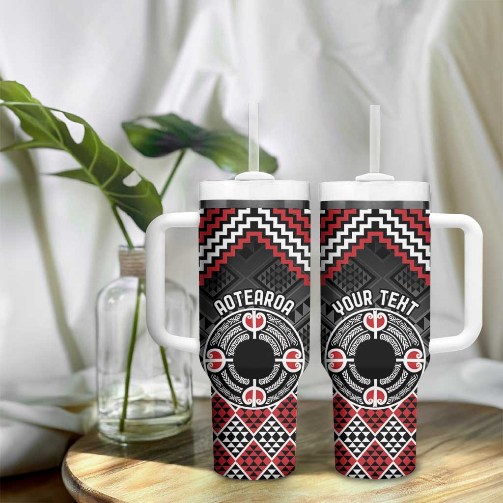 Personalised Aotearoa Niho Taniwha Motif Tumbler With Handle Red Style