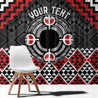 Personalised Aotearoa Niho Taniwha Motif Window Curtain Red Style