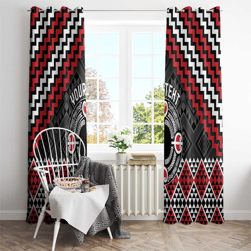 Personalised Aotearoa Niho Taniwha Motif Window Curtain Red Style