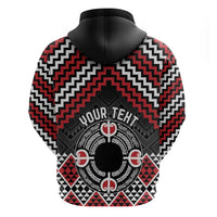 Personalised Aotearoa Niho Taniwha Motif Zip Hoodie Red Style
