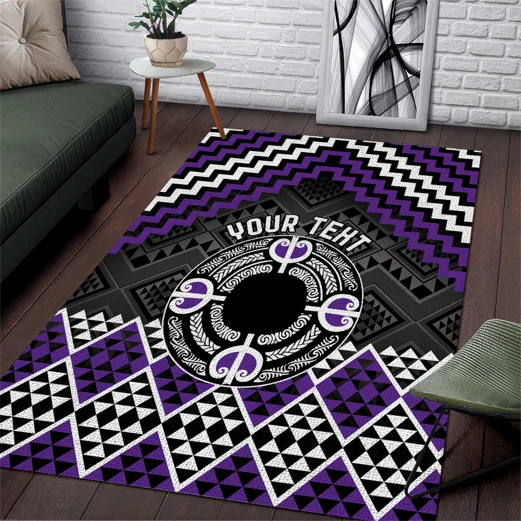 Personalised Aotearoa Niho Taniwha Motif Area Rug Violet Style