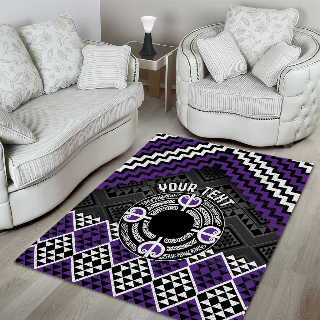 Personalised Aotearoa Niho Taniwha Motif Area Rug Violet Style