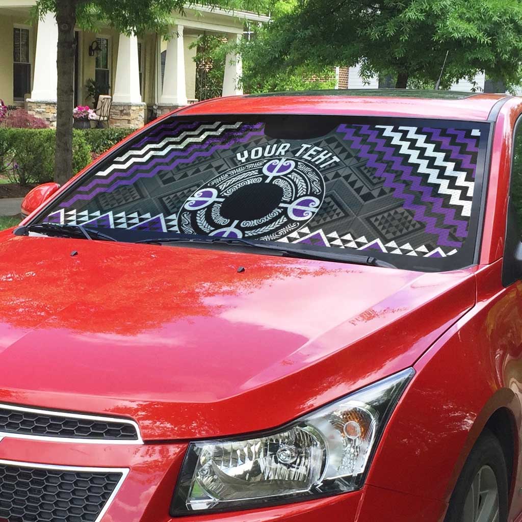 Personalised Aotearoa Niho Taniwha Motif Auto Sun Shade Violet Style - Polynesian Pride
