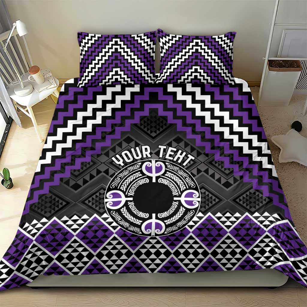 Personalised Aotearoa Niho Taniwha Motif Bedding Set Violet Style
