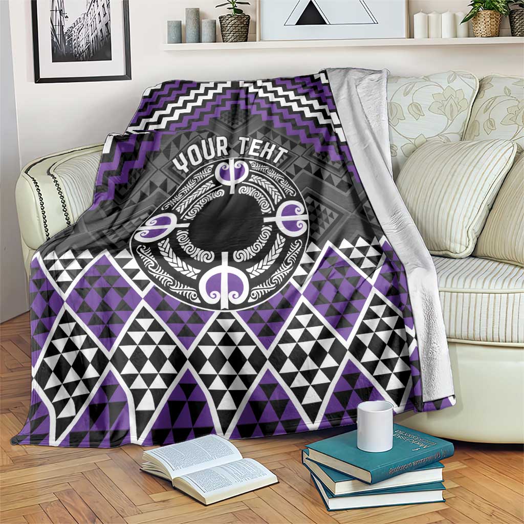 Personalised Aotearoa Niho Taniwha Motif Blanket Violet Style
