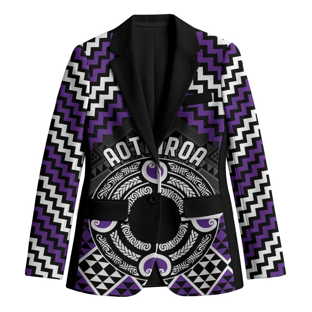 Personalised Aotearoa Niho Taniwha Motif Blazer Violet Style - Polynesian Pride