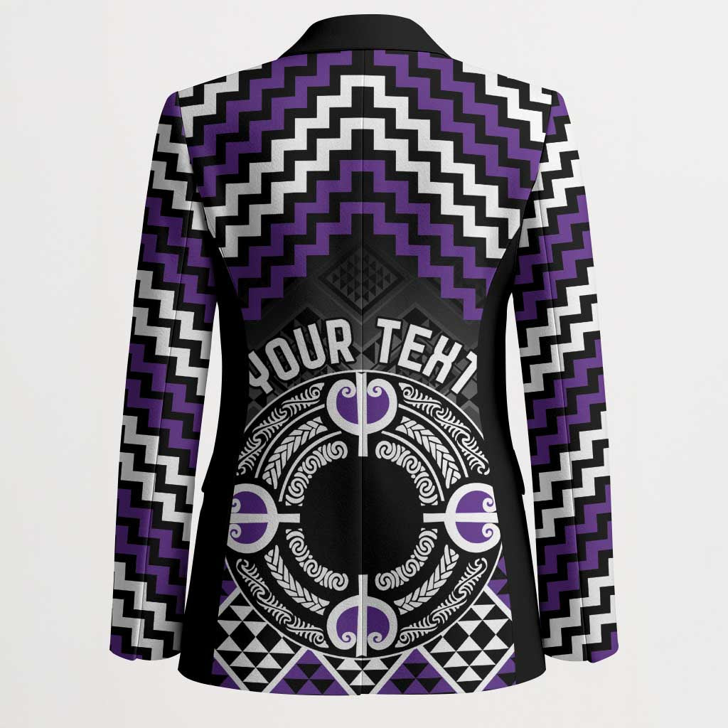 Personalised Aotearoa Niho Taniwha Motif Blazer Violet Style - Polynesian Pride