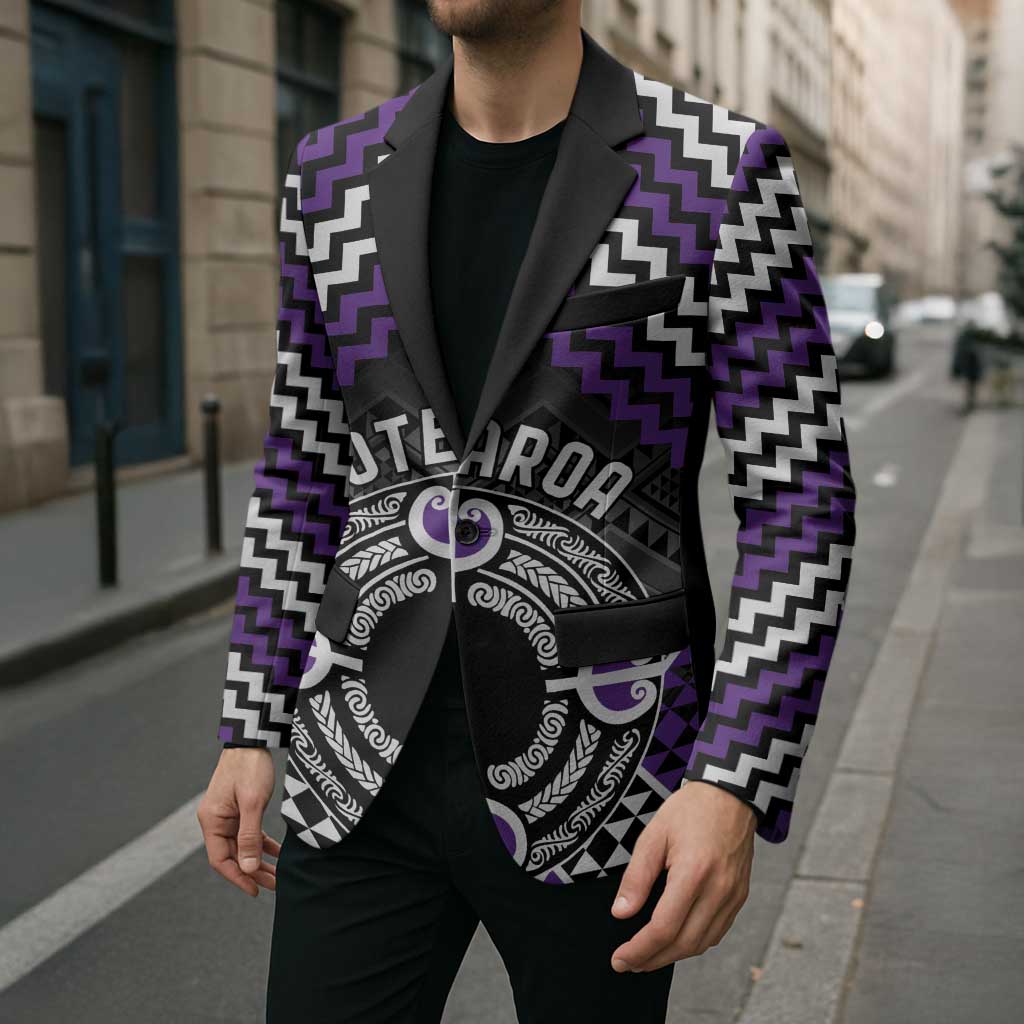Personalised Aotearoa Niho Taniwha Motif Blazer Violet Style - Polynesian Pride