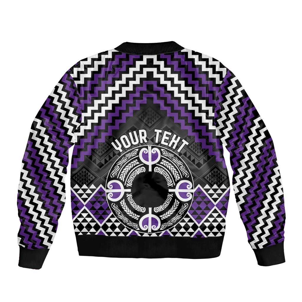 Personalised Aotearoa Niho Taniwha Motif Bomber Jacket Violet Style