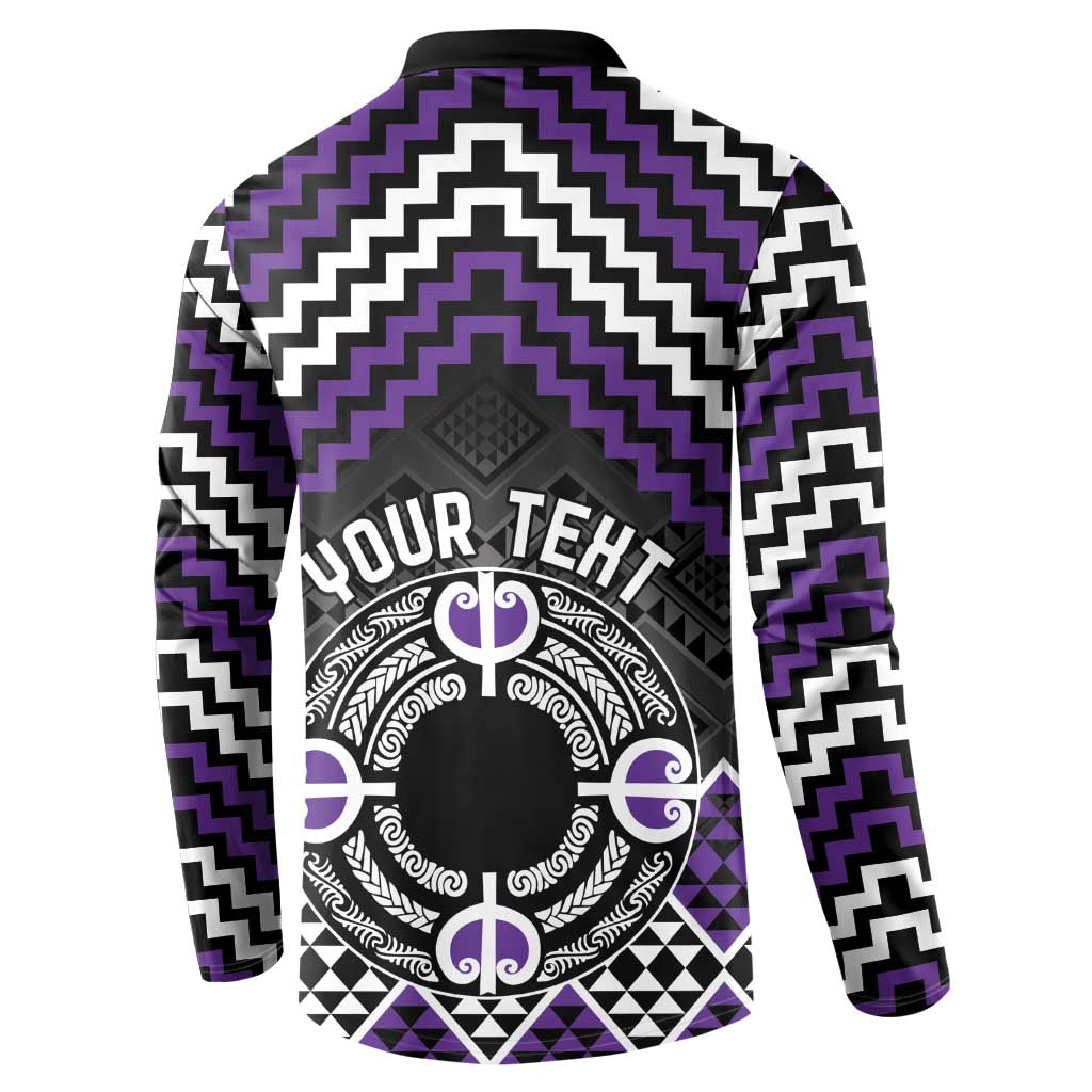 Personalised Aotearoa Niho Taniwha Motif Button Sweatshirt Violet Style