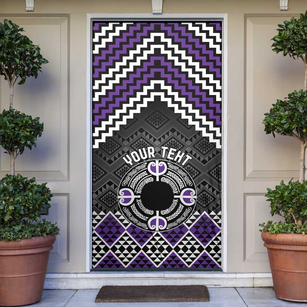 Personalised Aotearoa Niho Taniwha Motif Door Cover Violet Style - Polynesian Pride