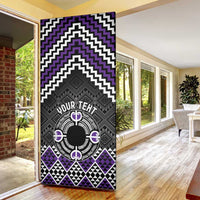 Personalised Aotearoa Niho Taniwha Motif Door Cover Violet Style - Polynesian Pride