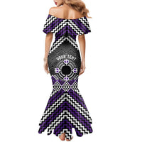 Personalised Aotearoa Niho Taniwha Motif Family Matching Mermaid Dress and Hawaiian Shirt Violet Style
