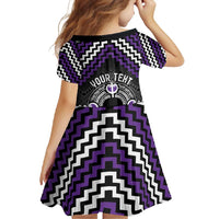 Personalised Aotearoa Niho Taniwha Motif Family Matching Tank Maxi Dress and Hawaiian Shirt Violet Style