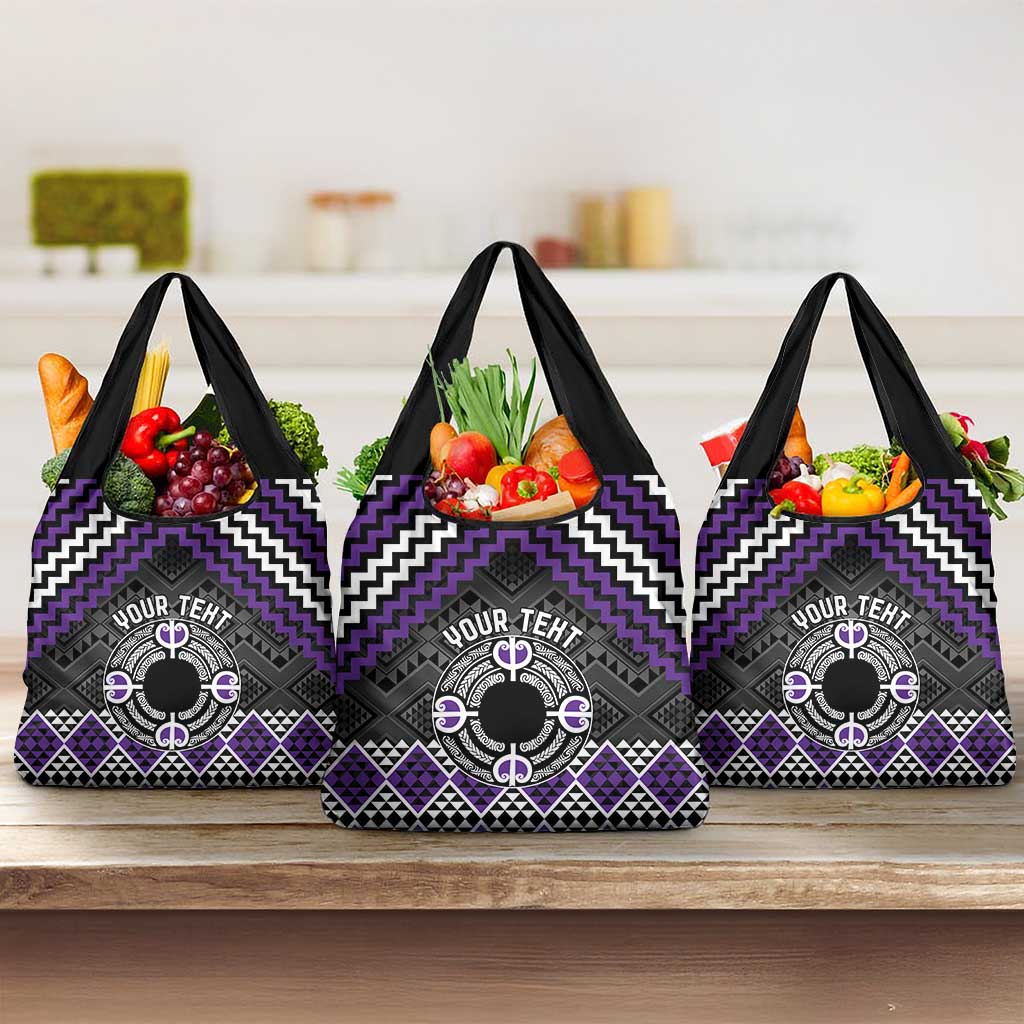 Personalised Aotearoa Niho Taniwha Motif Grocery Bag Violet Style