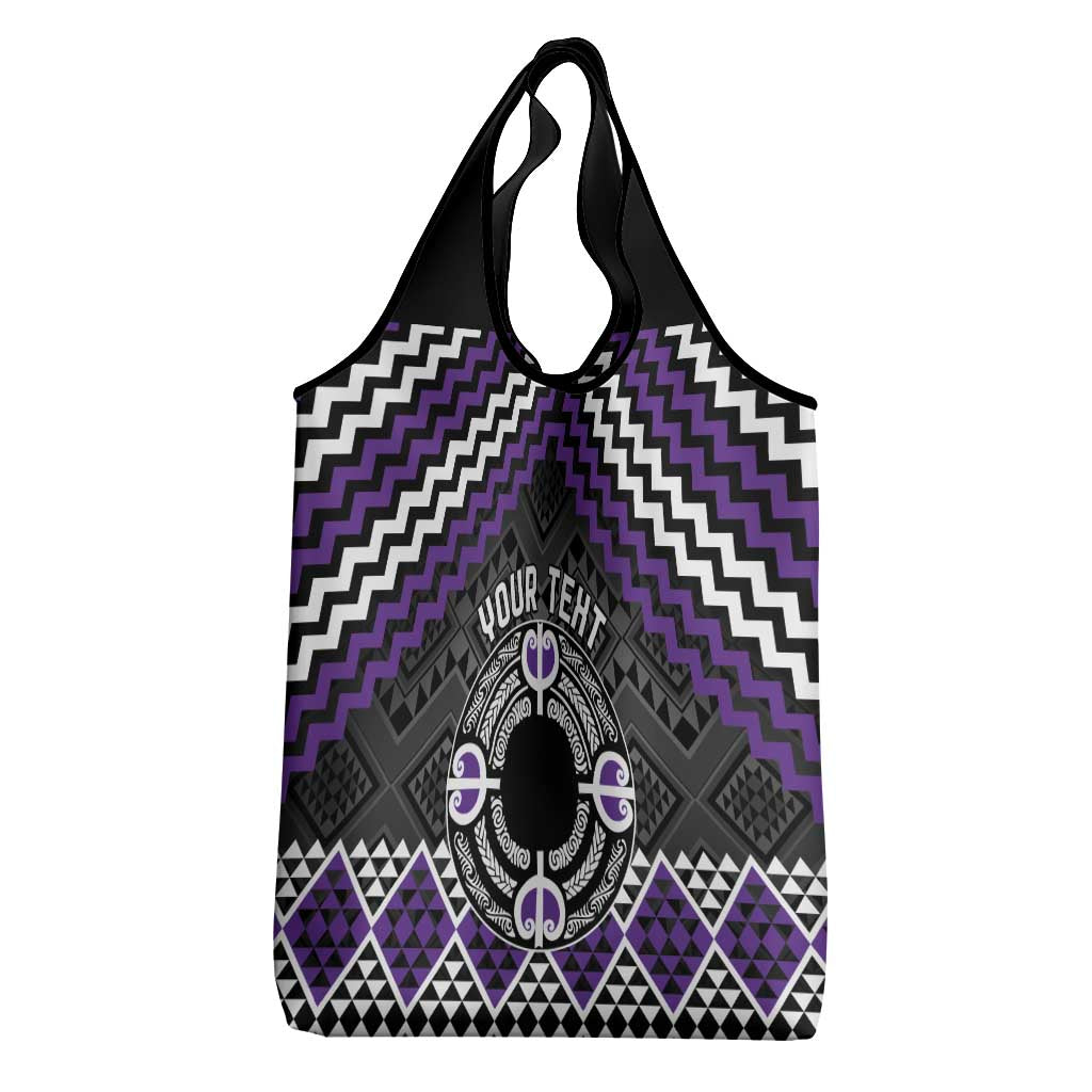 Personalised Aotearoa Niho Taniwha Motif Grocery Bag Violet Style