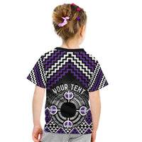 Personalised Aotearoa Niho Taniwha Motif Kid T Shirt Violet Style LT9 - Polynesian Pride