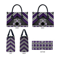 Personalised Aotearoa Niho Taniwha Motif Leather Bag Violet Style - Polynesian Pride