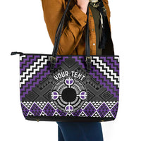 Personalised Aotearoa Niho Taniwha Motif Leather Tote Bag Violet Style