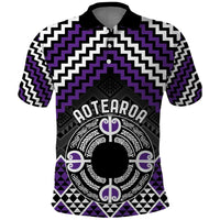 Personalised Aotearoa Niho Taniwha Motif Polo Shirt Violet Style