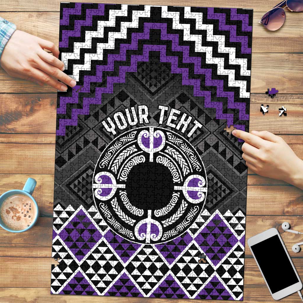 Personalised Aotearoa Niho Taniwha Motif Puzzle Violet Style - Polynesian Pride