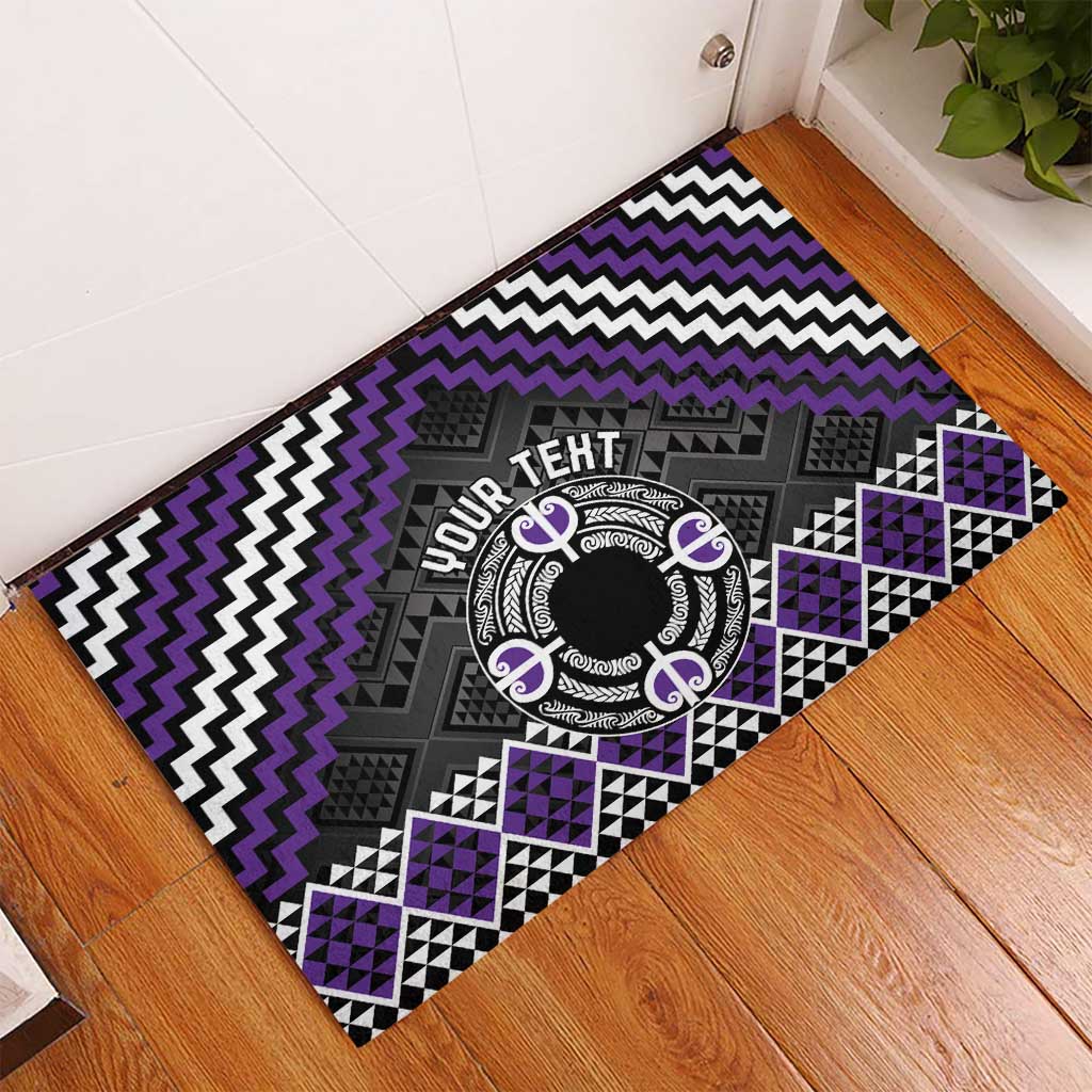 Personalised Aotearoa Niho Taniwha Motif Rubber Doormat Violet Style