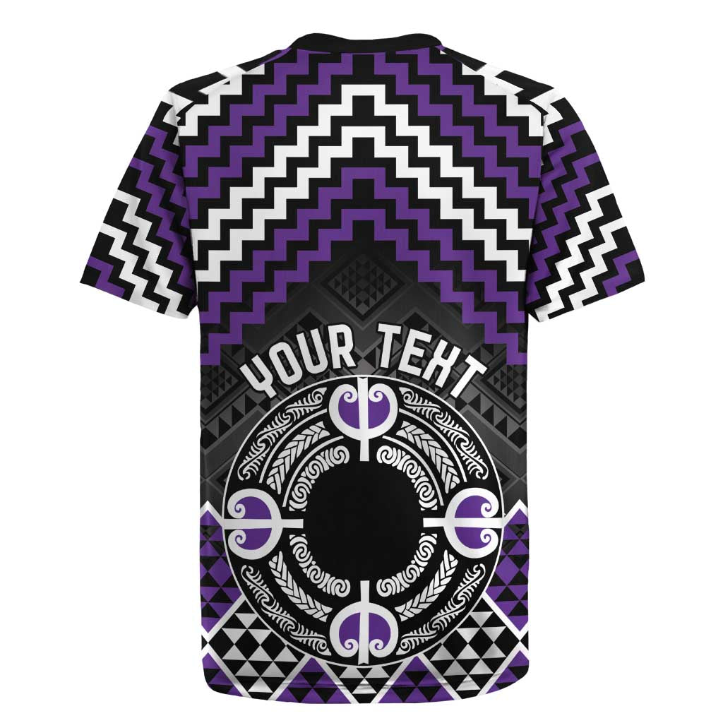 Personalised Aotearoa Niho Taniwha Motif Rugby Jersey Violet Style