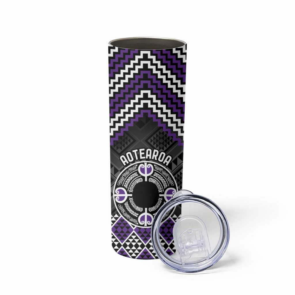 Personalised Aotearoa Niho Taniwha Motif Skinny Tumbler Violet Style