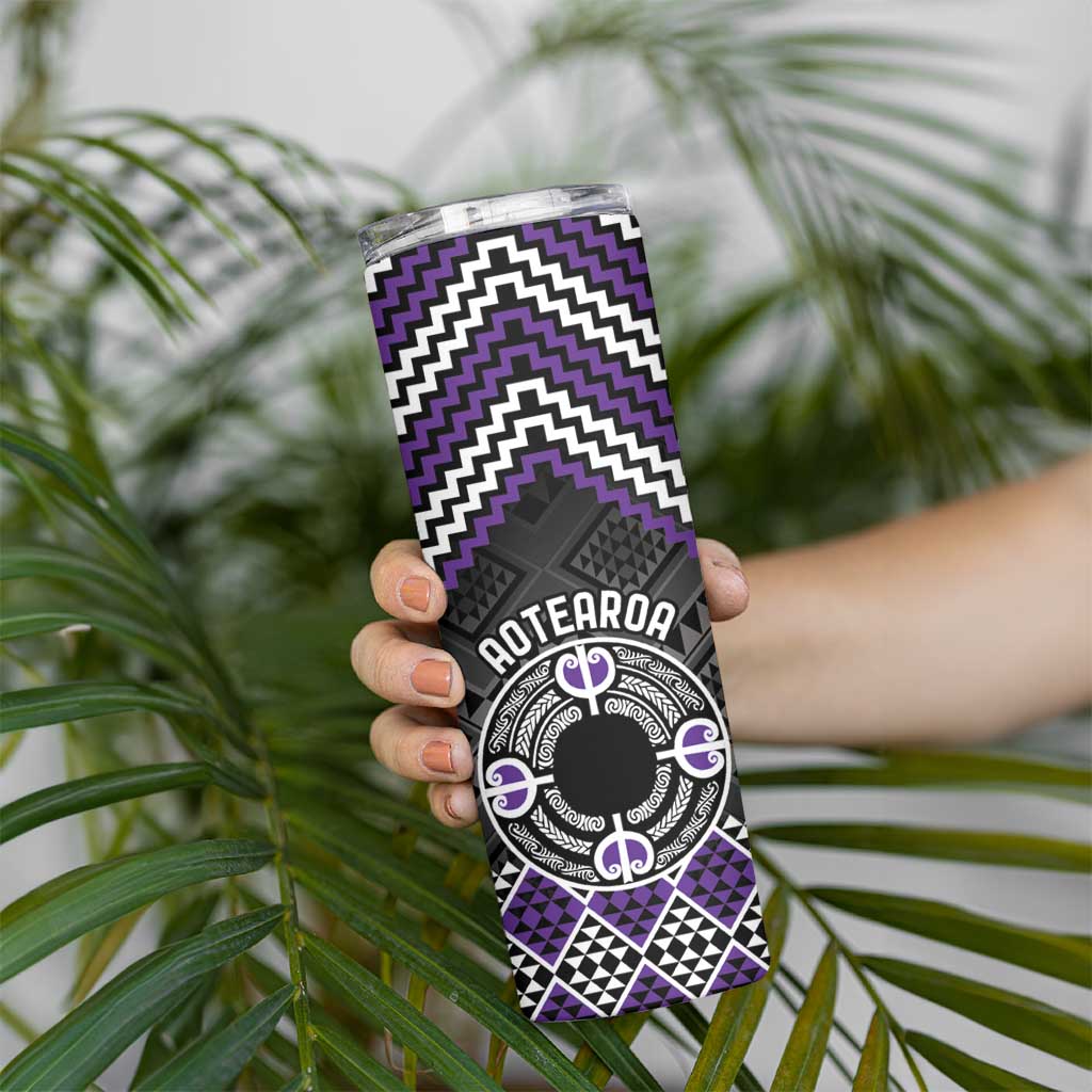 Personalised Aotearoa Niho Taniwha Motif Skinny Tumbler Violet Style