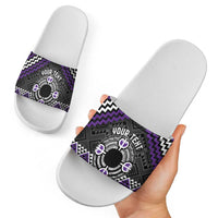 Personalised Aotearoa Niho Taniwha Motif Slide Sandals Violet Style - Polynesian Pride