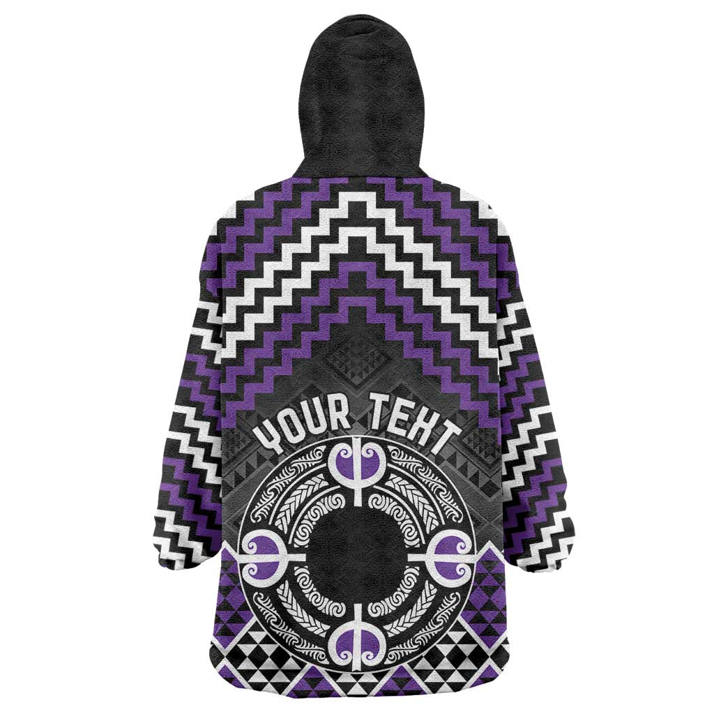 Personalised Aotearoa Niho Taniwha Motif Wearable Blanket Hoodie Violet Style