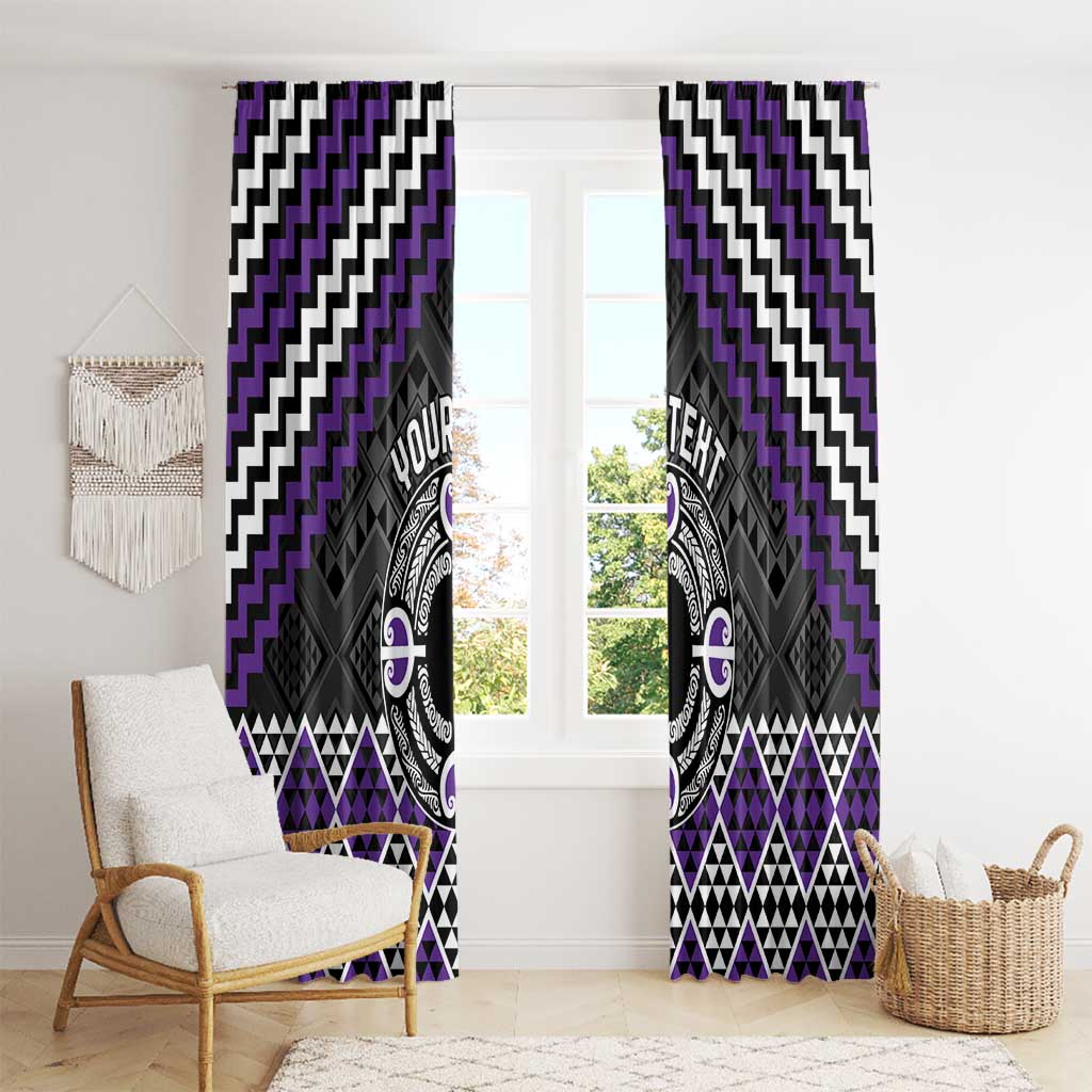 Personalised Aotearoa Niho Taniwha Motif Window Curtain Violet Style